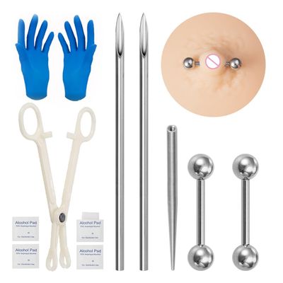 Nipple Piercing KitSterile Body Piercing Tool Set With Piercing Needles Clamp Forceps Nipple Ring Piercing Body Jewelry Kit