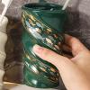 DUYHBAWRS Handlesless Couples Home Bathroom Gold-Painted Bath Cup Ceramic Spiral Mouthwash Cup(D) view 2