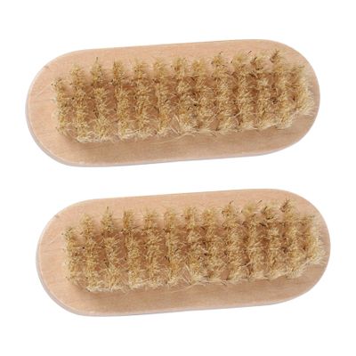LIFKOME 2pcs Natural Boar Bristle Nail Brush Eco-friendly Wooden Handle for Nail Techs Pedicure