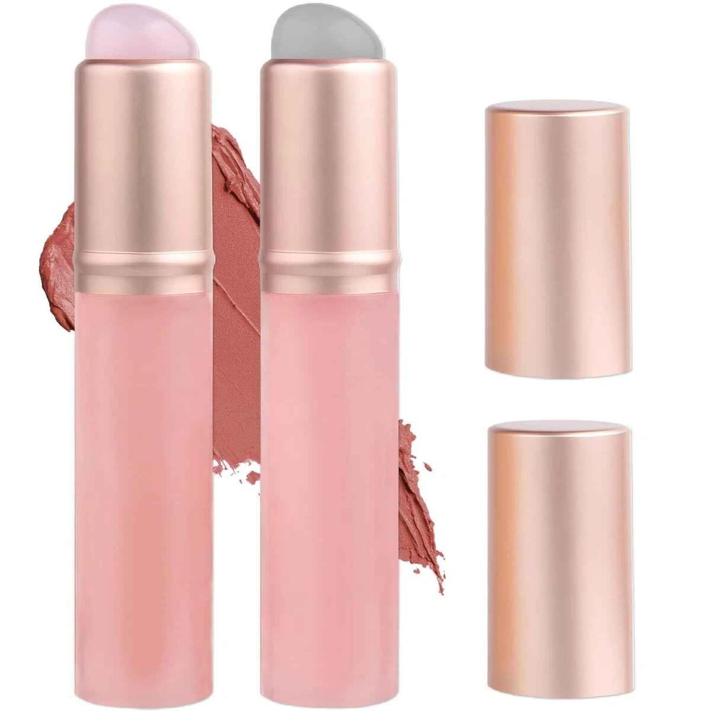 2pcs Pink Silicone Lip Brush With Dust Cap Reusable Makeup Applicator Round Head Portable Brushes With Lids Cosmetic Tools for Lipsticks Lip Balm
