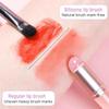 2pcs Pink Silicone Lip Brush With Dust Cap Reusable Makeup Applicator Round Head Portable Brushes With Lids Cosmetic Tools for Lipsticks Lip Balm view 4