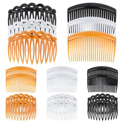 18 Pcs French Side Hair Twist Comb Set, Plastic Twist Decorative Combs Lightweight 11/23 Teeth Hair Comb Clips Women Haircomb Clip for Bridal Wedding Veil Accessories (Black, Transparent, Brown)