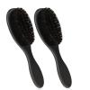 2 Pcs Hair Brush, Barber Brush, Slick Back Brushes Beard Fade Styling Comb Kit with Soft Bristles, Neck Duster Cleaning Brushes for Men, Cutting Shaving Accessories Grooming Tools with Handle (Black) view 1