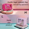 Clear Travel Toiletry Bag, Wet Dry Separation Makeup Cosmetic Bags, Large Thickened PVC Waterproof washbags with Handles Zippers for toiletries Women Girls Men(Skyblue,2 layer M) view 3