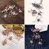 4Pcs/Set Bridal Hair Accessories Pearl Flower Wedding Hair Combs Bridesmaid Hairpins Tiara Headpiece Purple Hair Sticks view 2