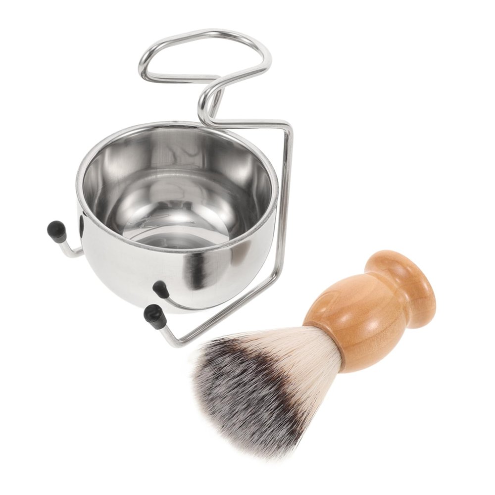 DEARMAMY Men's Stainless Steel Shaving Brush Set Bowl and Grooming Tools Ergonomic Handle for Comfortable Shaving Elegant Packaging for Personal Care