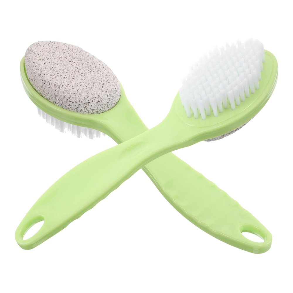 Beaupretty 2pcs Dual-Sided Foot Exfoliator Ergonomic Handle for Dead Skin Removal Hanging Foot Scrubber Tool for Home and Travel Use Pumice Stone and Brush Combination