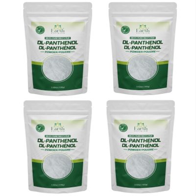 Earth Nourish DL-Panthenol Powder 3.52oz / 100g - Provitamin B5 for Hair, Skin & DIY Cosmetics (Pack of 4)