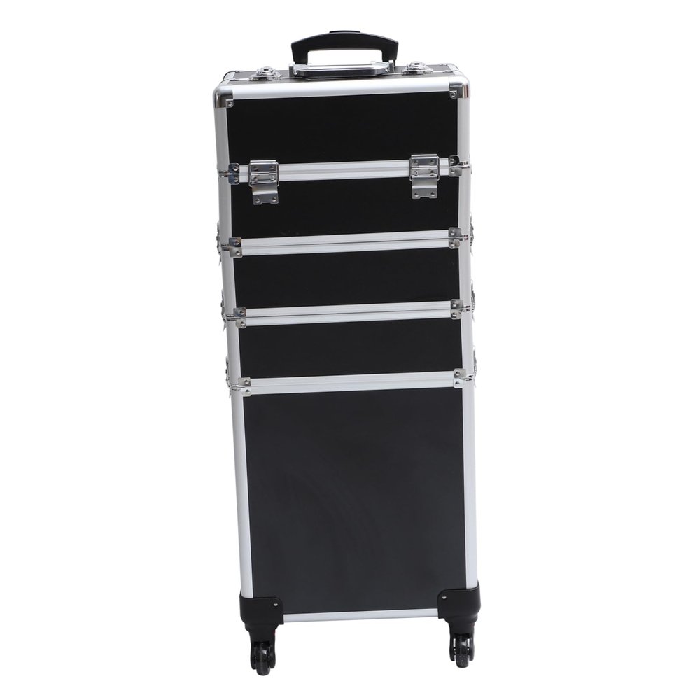 Beaupretty Rolling Train Case Layers Trolley Cosmetic Box Makeup Travel Suitcase Large Capacity Storage Tool Box for Home Wedding Travel