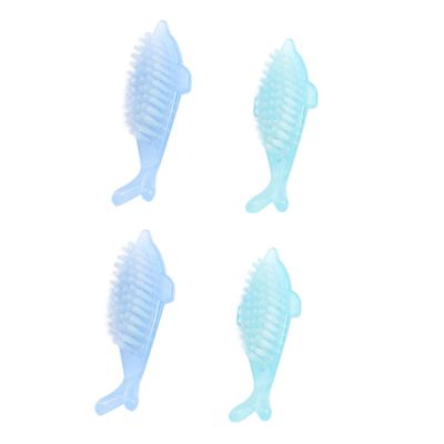 Beaupretty 4pcs Nail Brush for French Tip Cleaning Polish Dolphin Shaped Nail Tools Soft Bristles Manicure Brush Random Color