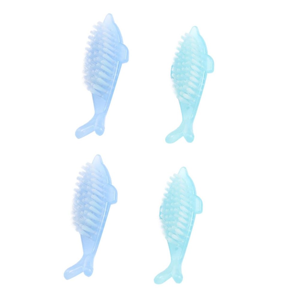 Beaupretty 4pcs Nail Brush for French Tip Cleaning Polish Dolphin Shaped Nail Tools Soft Bristles Manicure Brush Random Color