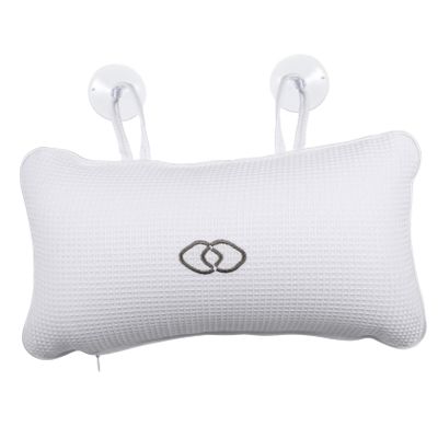 Bathroom Bath Pillow with Suction Cups, Built-in PVC Air Bags, White