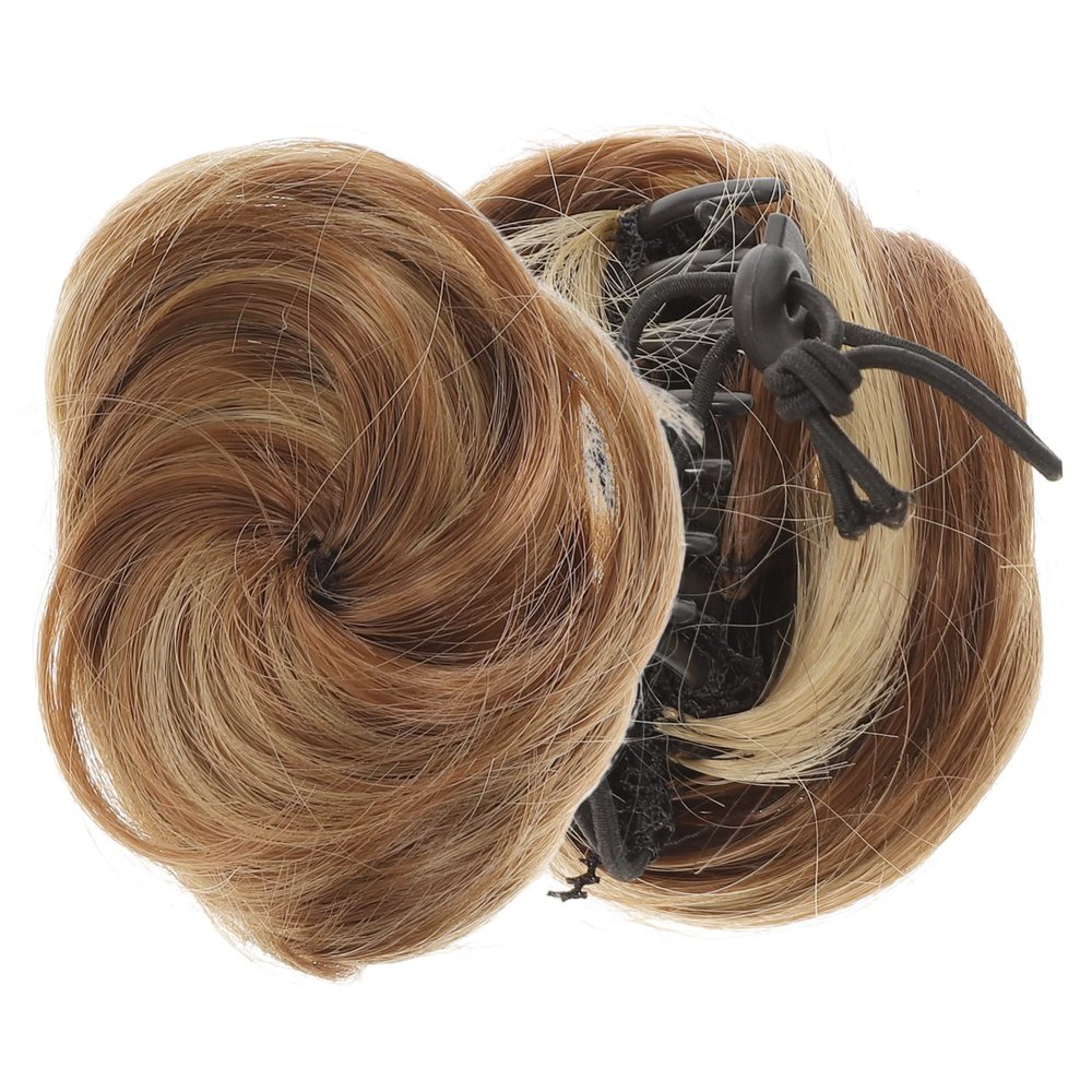 NOLITOY 2pcs Wig Headband Fake Elastic Hair Donut Wow Accessory Buns Cover Extensions Girl Curling Stylish Thick Bobby Women for Ponytail Wedding Headdress High Temperature Wire