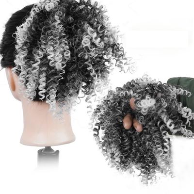 Bun, 4 - Inch Short Synthetic Afro Kinky Curly Hair Bun Extension for Women for Women(Gray)