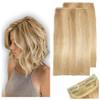 2 Pcs Short Hair Extensions, Human Hair Pieces for Women Adding Volume 6 inch Dark Blonde and Bleach Blonde view 1