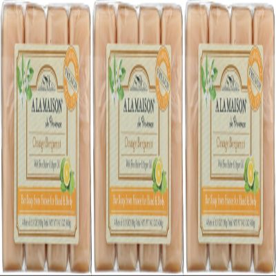 A LA MAISON Orange Bergamot Value Pack Bar Soap Craft Paper 4x3.5 Fl Oz, 3 Pack