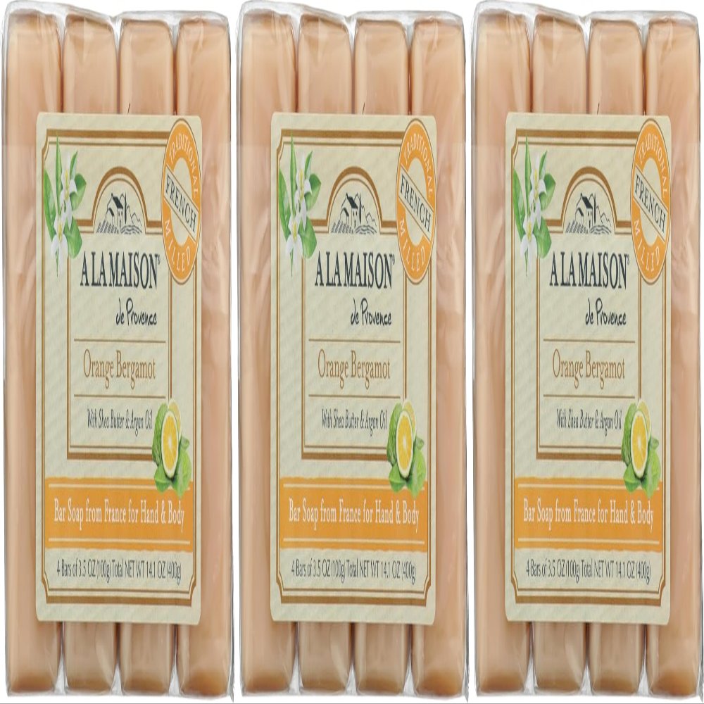 A LA MAISON Orange Bergamot Value Pack Bar Soap Craft Paper 4x3.5 Fl Oz, 3 Pack