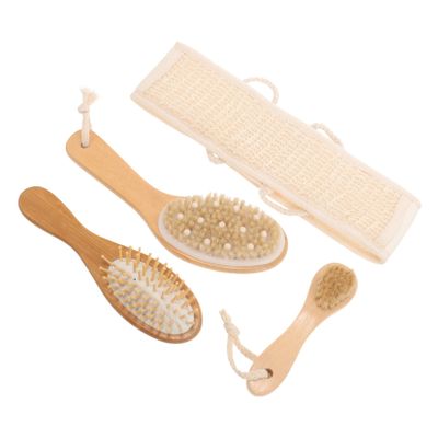 Vaguelly 4pcs Practical Bathing Brush Spa Back Brush Kit for Gentle Skin Care Cleaning