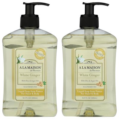 A LA MAISON White Ginger Natural Hand Wash Made with Essential Oils - Biodegradable, Plant-Based, Vegan, Cruelty-Free 16.9 Fl Oz, 2 Pack