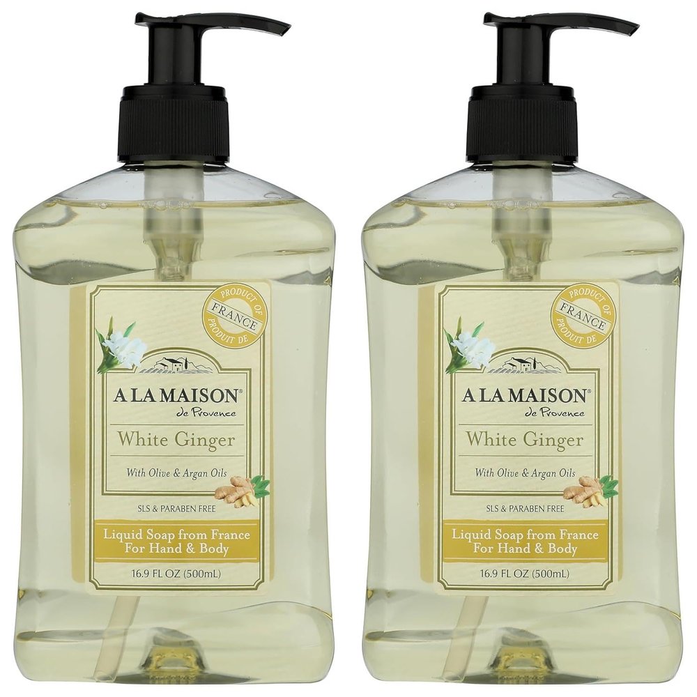 A LA MAISON White Ginger Natural Hand Wash Made with Essential Oils - Biodegradable, Plant-Based, Vegan, Cruelty-Free 16.9 Fl Oz, 2 Pack