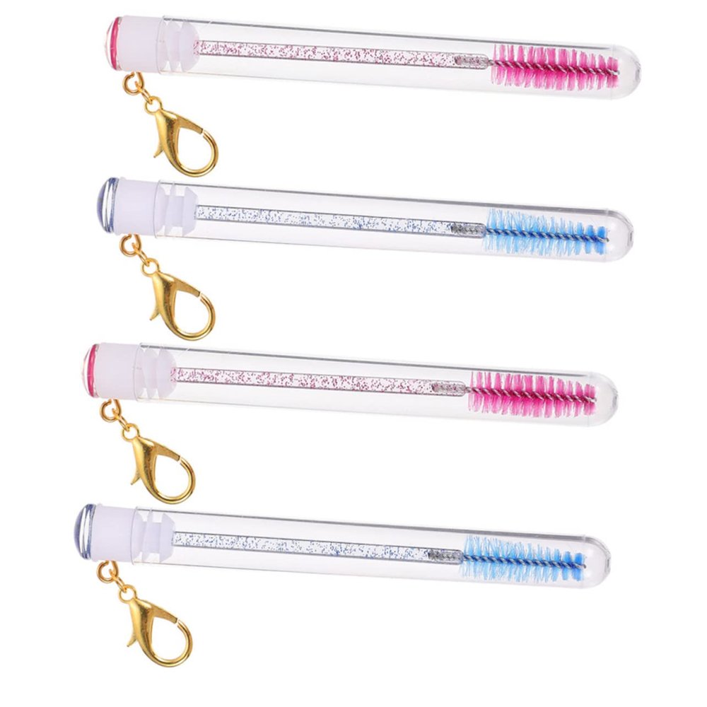 CALLARON 4pcs Eyelash Brush with Keychain Durable Salon Tools for Women Includes Tubes Blue and Girls Easy Use for Makeup Application