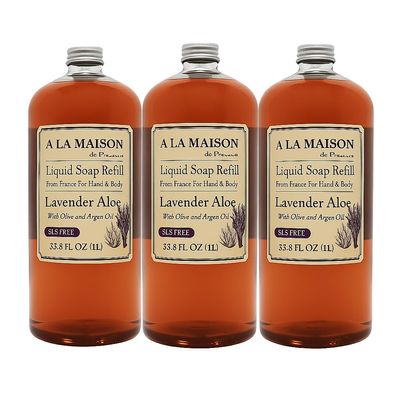 A LA MAISON Lavender Aloe Liquid Soap Refill 33.8Fl Oz, 3Pack