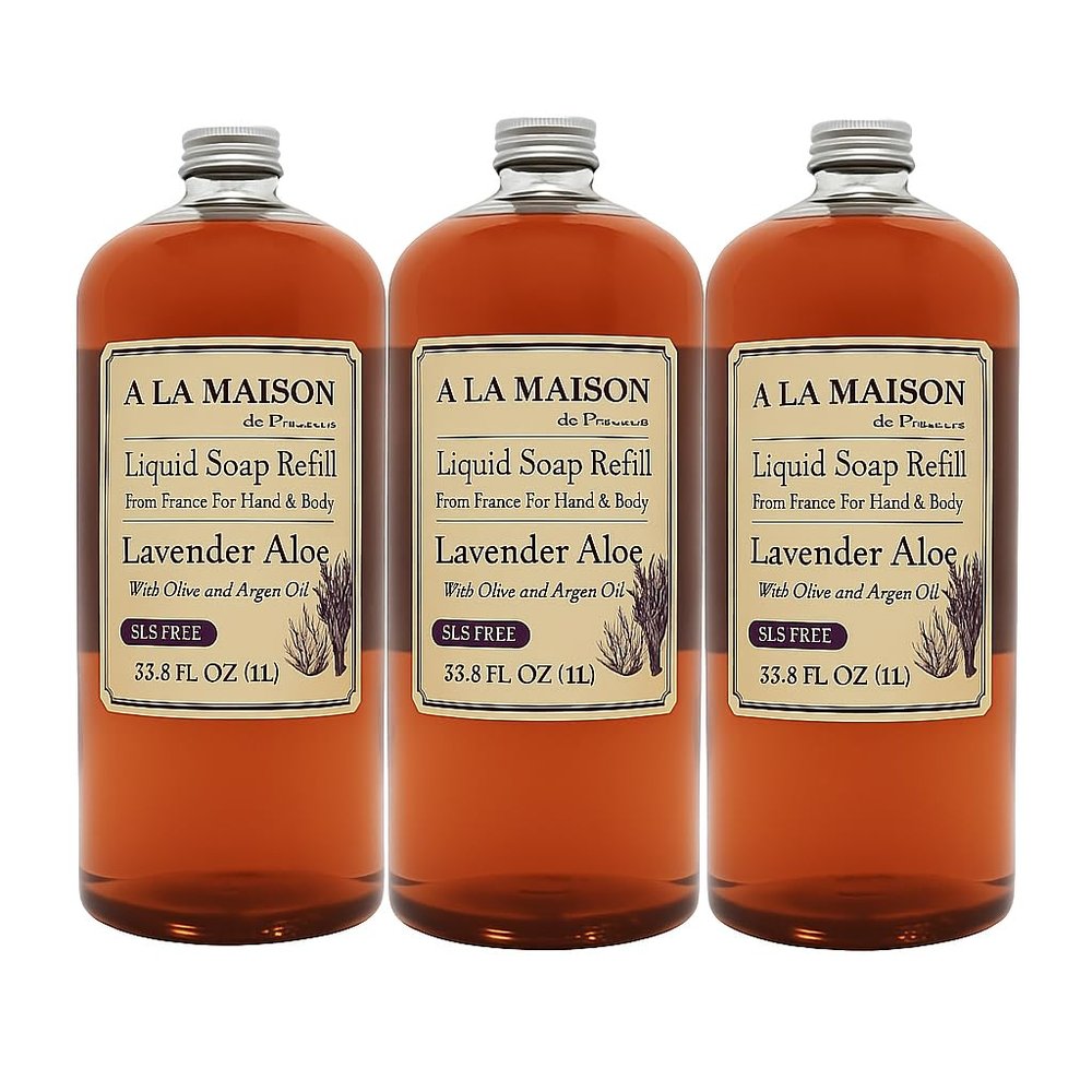 A LA MAISON Lavender Aloe Liquid Soap Refill 33.8Fl Oz, 3Pack