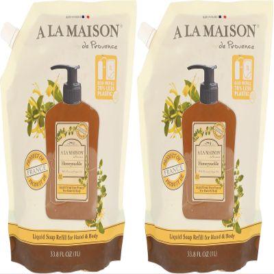 A LA MAISON Honeysuckle Natural Hand Wash Made with Essential Oils - Biodegradable, Plant-Based, Vegan, Cruelty-Free 33.8 Fl Oz, 2 Pack