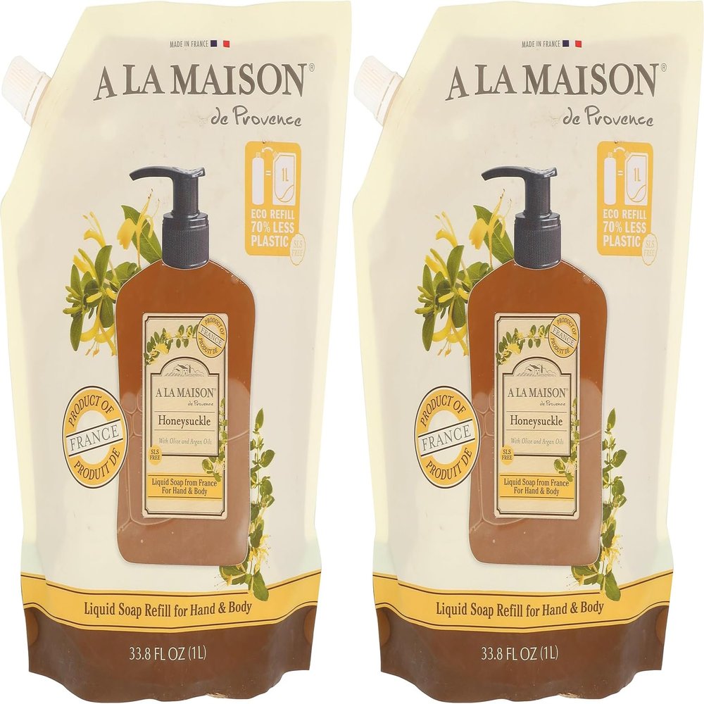A LA MAISON Honeysuckle Natural Hand Wash Made with Essential Oils - Biodegradable, Plant-Based, Vegan, Cruelty-Free 33.8 Fl Oz, 2 Pack