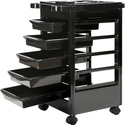 6 Tier Professional Salon Trolley Cart with Wheels & Drawers - Hair Dryer Holder Stylish Salon Station for Multipurpose Hair Tool Organizer
