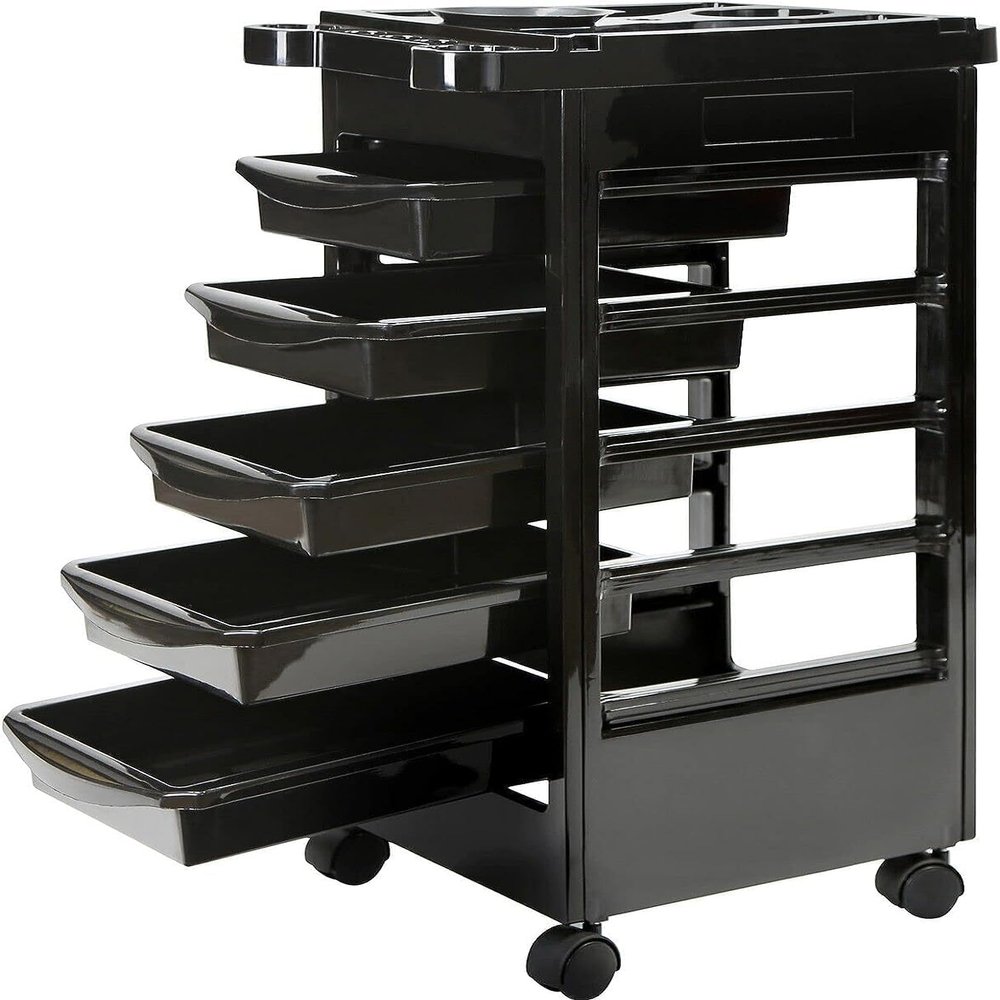 6 Tier Professional Salon Trolley Cart with Wheels & Drawers - Hair Dryer Holder Stylish Salon Station for Multipurpose Hair Tool Organizer