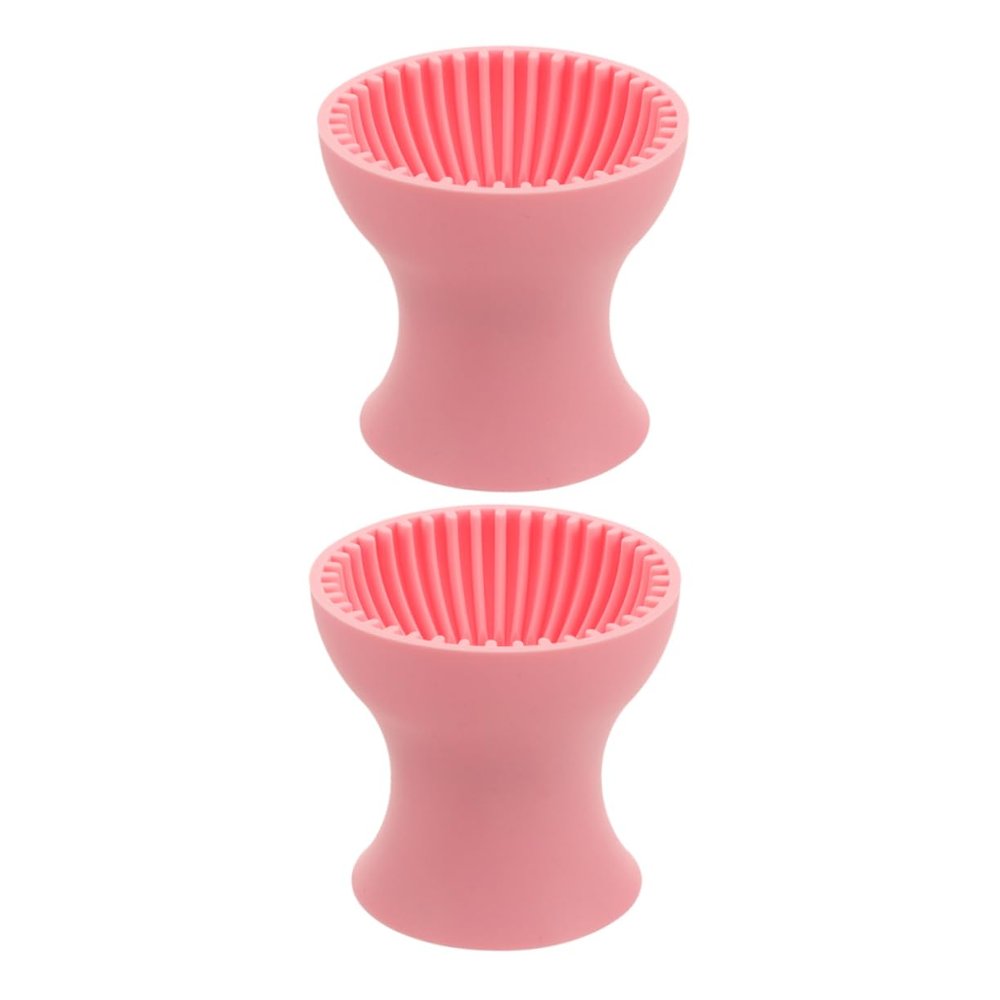 Beatifufu 2pcs Silicone Makeup Brush Cleaning Tool Portable Soft Brush Washing Cup for Home Travel Gentle Silicone Multifunctional Storage