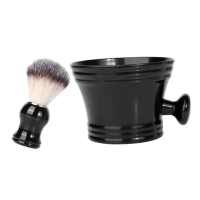 DEARMAMY Men's Beard Grooming Set Multi-use Shaving Brush with Durable Nylon Bristles and Plastic Soap Bowl for Easy Lathering for Home Beard Care and Grooming Techniques