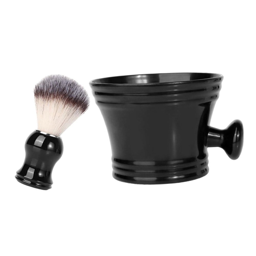 DEARMAMY Men's Beard Grooming Set Multi-use Shaving Brush with Durable Nylon Bristles and Plastic Soap Bowl for Easy Lathering for Home Beard Care and Grooming Techniques