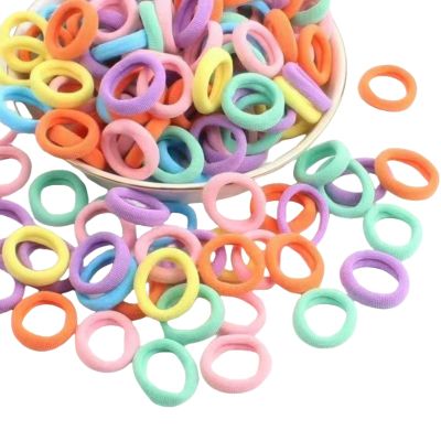 100 Pcs Small Seamless Hair Ties, Ponytail Holders Hair Accessories, Small Mini Seamless Elastic Hair Bands(Rainbow Colors)