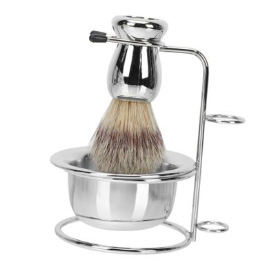PACKOVE 1set Men's Beard Brush Set Metal Stand and Soap Bowl Shaving Tool Kit for Beard Types Grooming Accessory for Smooth and Care