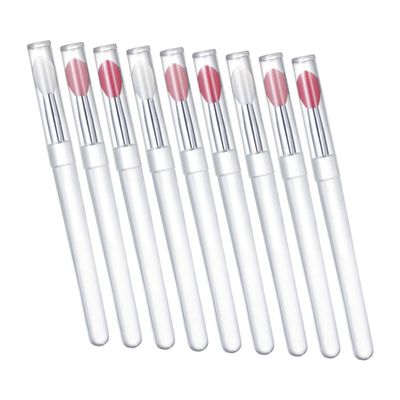 Ipetboom Silicone Lip Brush Set 9 Pcs Small Lipstick Applicators Dust Cover Lip Makeup Brushes and Concealer for Travel and Professional Use
