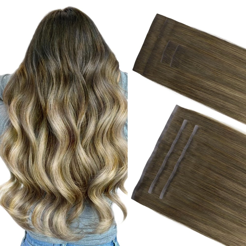 GOO GOO Invisi Edge Clip in Hair Extensions Set, 12inch 85g, 4pcs Injected Seamless PU Clip ins and 3pcs Classical PU Clip insn Real Human Hair, #(T3/8) P(T3/613)