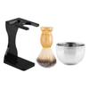 PACKOVE Beard Grooming Kit Shaving Brush Stand Bowl Set for Men's Shave Mustache Goatee Whiskers Desktop Shaving Cup view 1