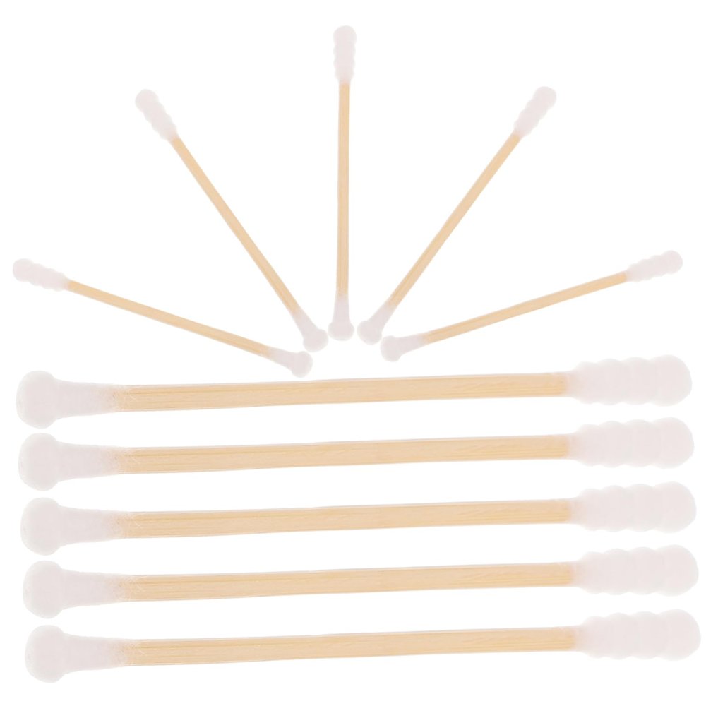 CALLARON 100 pcs Dual Ended Cotton Swabs with Bamboo Sticks for Baby Newborn Disposable Infant Cotton Sticks for Cleaning and Hygiene
