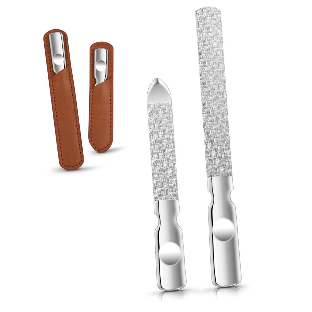 BESTYASH Set of 2 Metal Nail Files Small Nail Files for Women Double-Sided Grooming Kit and Pedicure