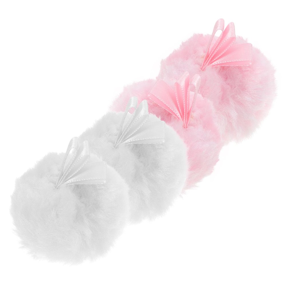 PartyKindom 4PCS Fuzzy Powder Puff Set for Makeup Dry Powder Puff for Face Cheek Velour Cosmetic Applicator for Women Portable Soft for Easy Application Random Style