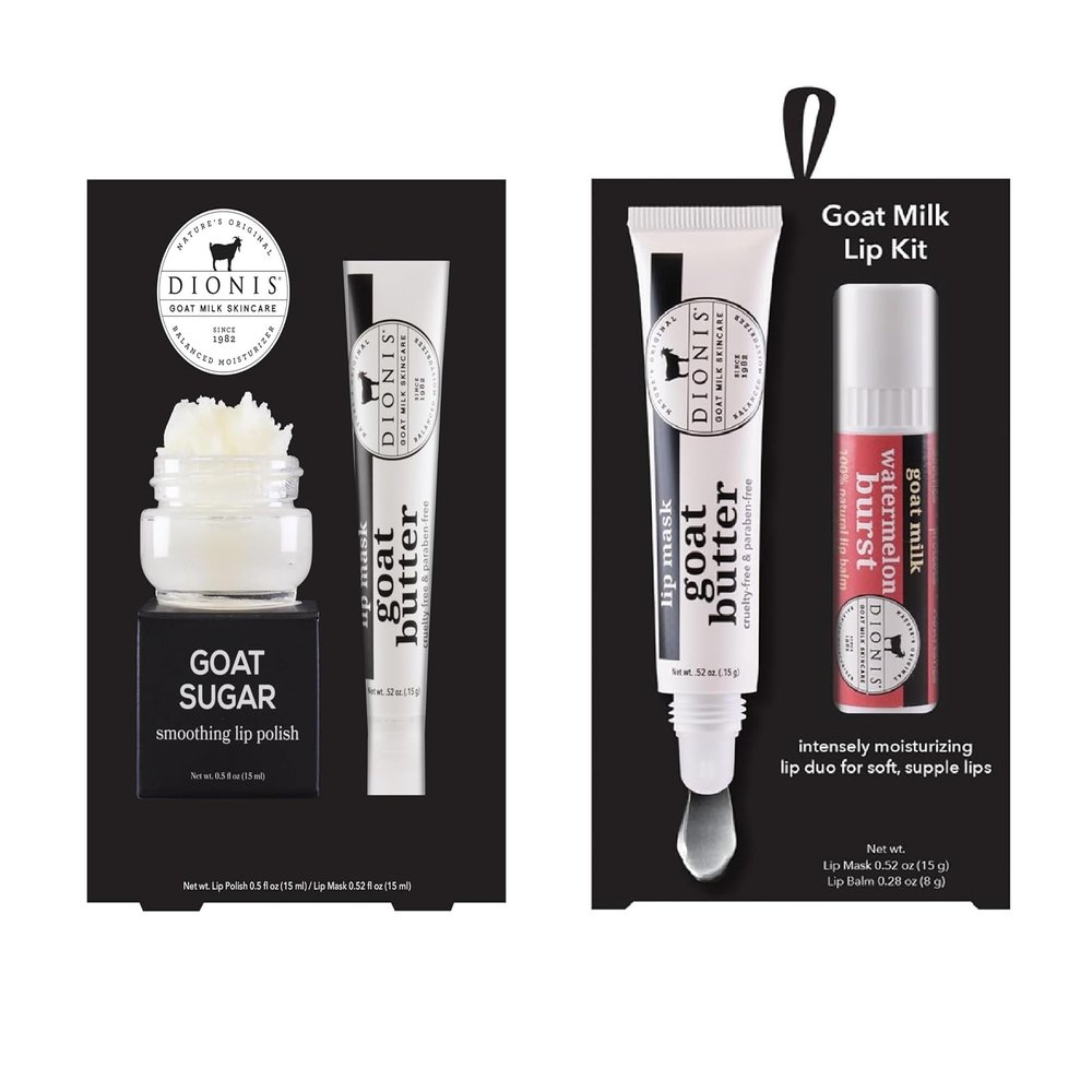 Dionis Lip Care Bundle  Original Sugar Scrub & Overnight Mask + Watermelon Lip Mask & Balm Kit with Goat Milk, Jojoba & Moringa Oils for Smooth, Hydrated Lips