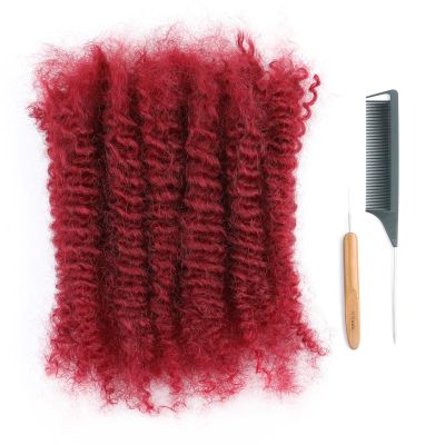 ADIASAI Burgundy Afro Kinkys Bulk Human Hair 16 Inch 50g for Permanent Micro Locs Mini Kinky Twist Braids Loc Extensions Dreadlock Extensions Repair Locs Can Be Bleached Dyed (BUG)