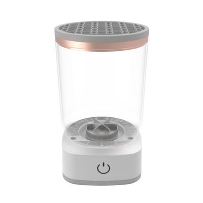 auto-Dry Brush Washer,Electric Makeup Brush Cleaner and Dryer, USB-Powered, 2-in-1 Automatic Cleaning Machine with Stand, White (Transparent)
