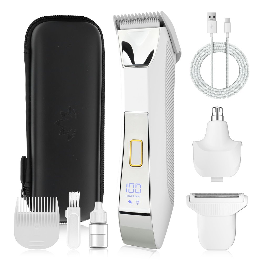Karrte Women's Razors for Shaving Pubic Hair, 3-in-1 Wet & Dry Bikini Trimmer for Women's Private Area, Replaceable Ceramic Blade Head Electric Shaver with Travel Lock
