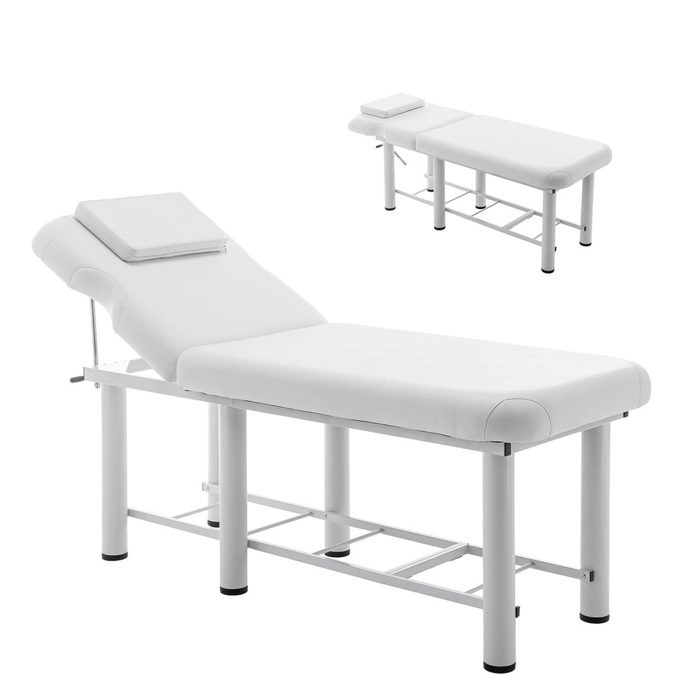 72.23"(L) x 27.56"(W) Professioanl Massage Table, Adjustable Tattoo Chair with Bottom Shelf Storage, Memory Foam Layer Salon Bed, Physical Therapy Table for Home, Spa Bed for Esthetician (White)