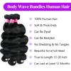 12A Body Wave Bundles Human Hair 16 18 20 Inch Human Hair Bundles 100% Unprocessed Brazilian Virgin Hair 3 Bundles Human Hair Extensions for Women Quick Weave Hair Natural Black view 2