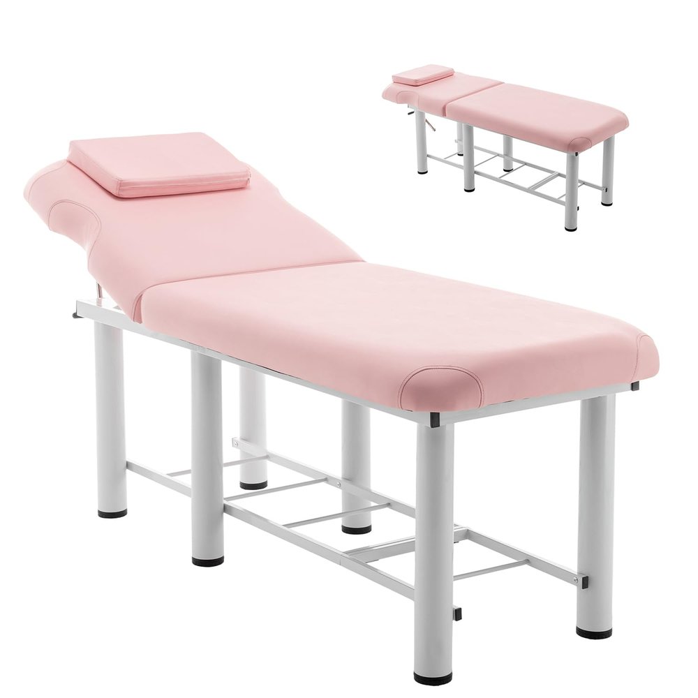 72.23"(L) x 27.56"(W) Professioanl Massage Table, Adjustable Tattoo Chair with Bottom Shelf Storage, Memory Foam Layer Salon Bed, Physical Therapy Table for Home, Spa Bed for Esthetician (Pink)