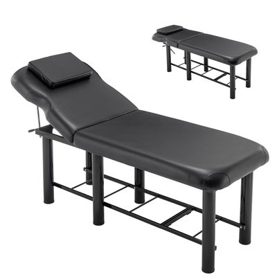 YHUBHSIS 72.23"(L) x 27.56"(W) Professioanl Massage Table,Adjustable Tattoo Chair with Bottom Shelf Storage,Memory Foam Layer Salon Bed,Physical Therapy Table for Home,Spa Bed for Esthetician (Black)